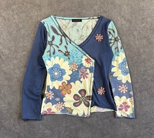 Custo Barcelona Vintage Floral Print Wrap Style Long Sleeve Top Womens Size S picture