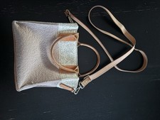 Graf Lantz Handbag Two-Tone Felt & Leather Tote Bag Tan Grey Brown Purse s15 picture