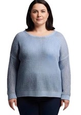 Lane Bryant Blue Sweater Open Crochet Size 22W NWT picture