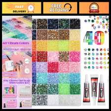 50000Pcs 40 Colors Jelly Rhinestones, 3mm Flatback Gems, Bedazzling Kit with Glu picture