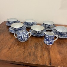Lot 14 Antique Japanese Porcelain Phoenix Teacups Saucer Milk Creamer Sugar Bowl picture