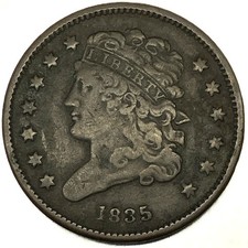1835 Classic Head Half Cent Very Fine VF Original Coin - 4892 picture