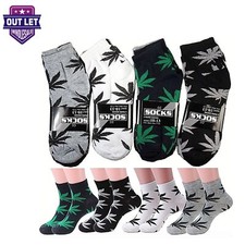 12 Pairs Mens Womens Weed Leaf Marijuana Low Cut Socks Casual Cotton 9-11, 10-13 picture