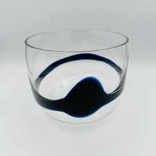 Timo Sarpaneva 1986 Signed IITTALLA Art Glass 6.75” Bowl MCM Blue Series Finnish picture