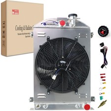 3 Row Core Aluminum Radiator for 1930 1936 Ford Chevy GM V8 Shroud Fan Relay picture