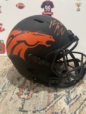 Bo Nix Broncos F/S Signed Eclipse Speed Replica Helmet Beckett COA picture