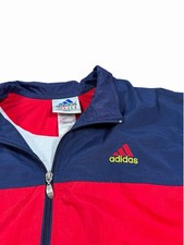 Vintage Adidas 90s Striped Sleeve Windbreaker Jacket Medium Red Blue Yellow picture