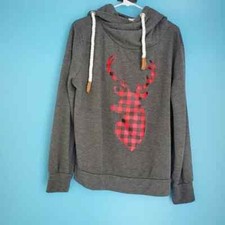 Fantastic Fawn Hoodie Women's Size Small Deer Imprint Flannel Gray picture