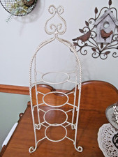 Vtg. Victorian Twisted Metal Teacup Display Stand Holder 4 Tier picture