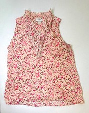 Ann Taylor LOFT Women’s Sleeveless V-Neck Button Ruffle Floral Blouse S picture