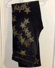 AMIRI Men’s Chemist Jean Skinny Slim Low Rise Stretch Black Star Patch Denim 36 picture