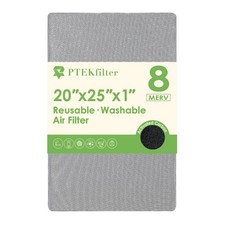 PTEKfilter 20x25x1 Washable Reusable Carbon Air Filter MERV 8 HVAC Furnace picture