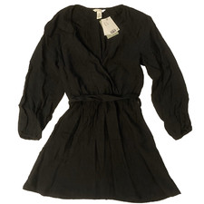 H & M Women's Dress Black with Belt Lenzing Ecovero Viscose Small NEW picture