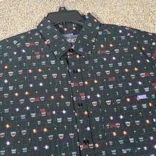 RSVLTS Transformers Kunuflex Mens Medium Short Sleeve Button Down Shirt Black picture