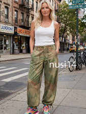 ZARA NEW WOMAN CAMO PRINTED WIDE-LEG TROUSERS DRAWSTRINGS KHAKI 6688/212/505 picture