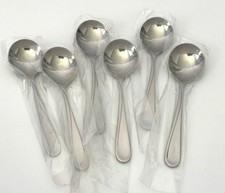 6 Oneida Bouillon Soup Spoons Flight Stainless 1880 Round NEW picture