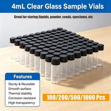 100/200/500/1000PCS 4mL Clear Glass Sample Vials with Screw Caps and PE Pad picture
