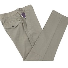 Isaia Khaki Green Herringbone Cotton Pants with Military Details 32 (Eu 48) NWT picture