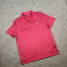 Izod Men's Red Striped Short Sleeve Performance Golf Polo Shirt Sz L picture