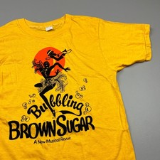 Vintage Bubbling Brown Sugar T-Shirt Mens M Yellow Broadway Musical Revue 70s picture