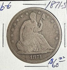 1871-S Seated Liberty Silver Half Dollar, Good Condition Coin picture