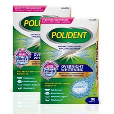 Polident Overnight Whitening Dental Cleanser Tablets 90 Count 2 Pack picture
