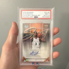 Topps 2025-26 Bowman Chrome AJ Dybantsa Future Script Orange Auto PSA 9/10 picture