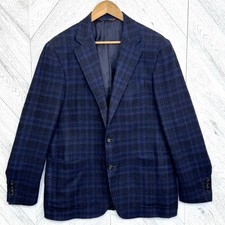Canali Kei Blazer Sport Coat Jacket Mens 54 (US 44R) Blue Wool Silk Plaid Italy picture