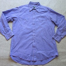 Vintage Wrangler Shirt Mens Large Purple Western X-Long Tails Long Sleeve Button picture