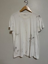 Vintage 1970s Paper Thin Burnout Thrashed Blank White Cotton Soft T Shirt Large picture