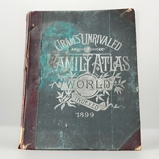 1899 Cram’s Unrivaled Family Atlas of the World George F. Cram Antique Maps picture