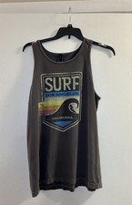 Techstyles Sportswear Women Sz L Charcoal Grey Surf Beach California Tank Top picture