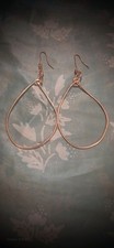 Handcrafted Pure Copper Medium-size Teardrop hoop minimalist earrings picture