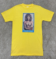 Vintage Ched 70s Peter Frampton Single Stitch T-Shirt Womens M Yellow Deadstock picture
