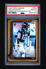 2025 Topps Chrome Travis Hunter RC Auto Gold RA-TRHU 35/50 *PSA 10* POPULATION 1 picture