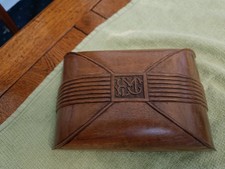 Antique Small Walnut Dome Treen Box With Initial EMC picture