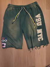 VALE LIVES Green Distressed Sweatshorts 