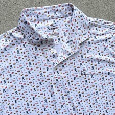 RHOBACK Men's Size Large Polo Shirt White BBQ Grill Hot Dog Golf Dad NEW picture