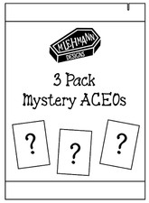 ACEO OOAK Original Art 3 Pack Mystery Set Blind Pack Mini Painting Bundle picture