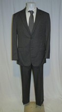 Lombardo Custom Tailored Black Stripe Silk Blend Two Button Gangster Suit 40L picture
