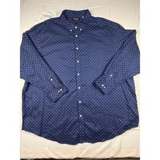 Roundtree & Yorke Mens 4XB Navy Blue Diamond Print Cotton Button Down Shirt picture