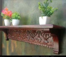 Beautiful Designer  carving wood wall shelf/Unique Hand Carved wall shelf Gift picture