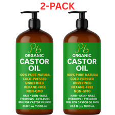 2 Pack Organic Castor Oil 33.8 fl 100% Pure Cold-Pressed for Hair Growth, Lashes picture
