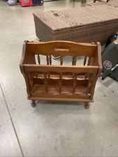 Vintage Wooden Magazine Rack  Handle Rustic picture