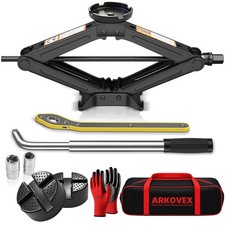 3 Ton Scissor Jack Rubber Pad Car Tire Lift Jack Wheel Lug Wrench Emergency Tool picture