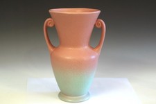 Large Vintage Pfaltzgraff York Pottery Vase Art Deco Matt Pink Green 12