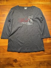 Get Lucky Womens T Shirt Sz L Black Wine Cheaper Than Therapy Rhinestone V Neck picture