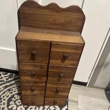 Vintage wooden wall-hanging spice box or apothecary cabinet picture