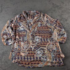 Chico's Additions Women's Paisley Blouse Size 0 (S) Blue/Multicolor 3/4 Sleeve picture