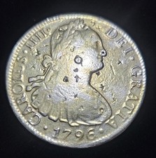 1796 Carolus IIII Mexico 8 Reales Silver Coin with Chop Marks picture